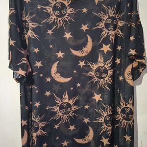 Black and Tan Sun and Moon Graphic Shirt